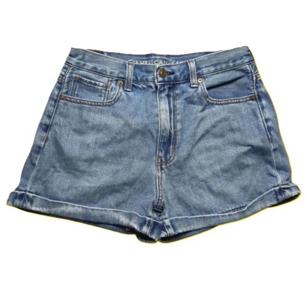 American Eagle Women’s Mom Shorts Size 6 Blue Denim High Rise 100% Cotton